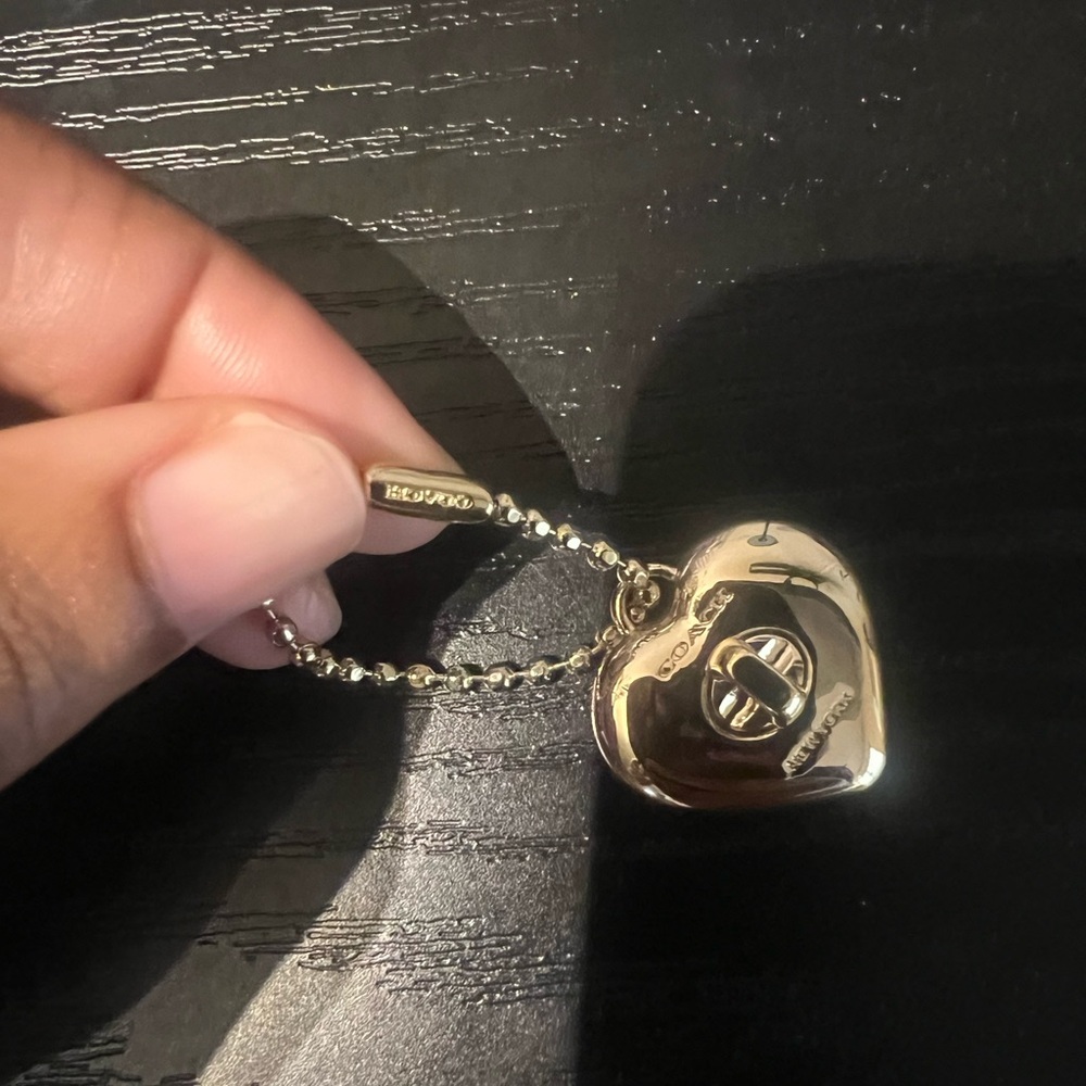 Coach Gold Heart Turnlock Keychain Charm